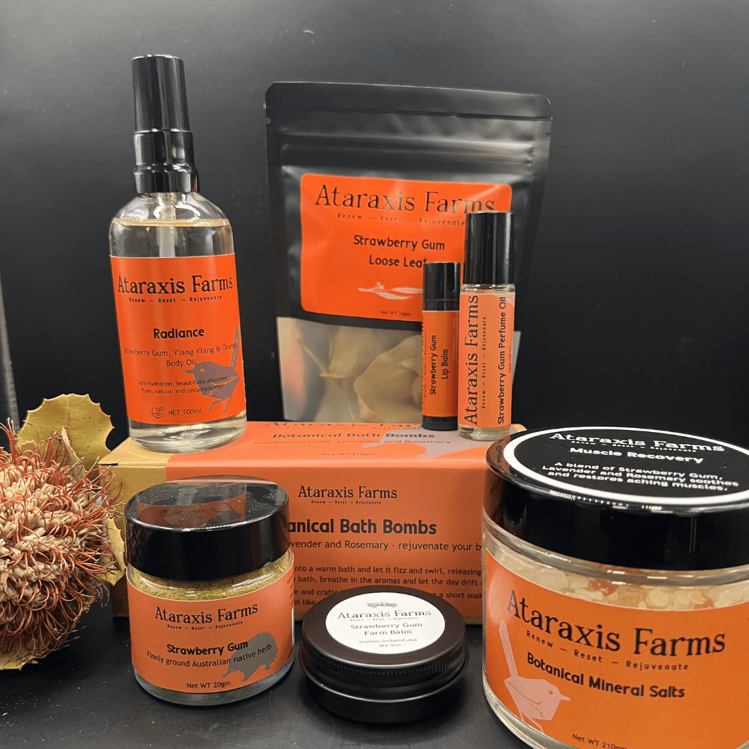 Australian Strawberry Gum products for cooking, wellbeing and everyday rituals
