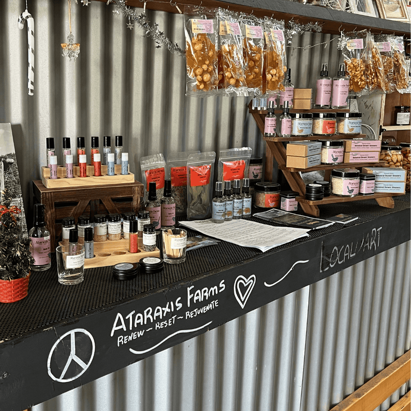 Ataraxis Farms Display of products at Oppy's Fruit and Vege shop.