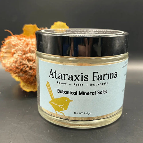 Ataraxis Farms Bush Mint Botanical Mineral Salts made with 100% natural Himalayan Pink Salt.