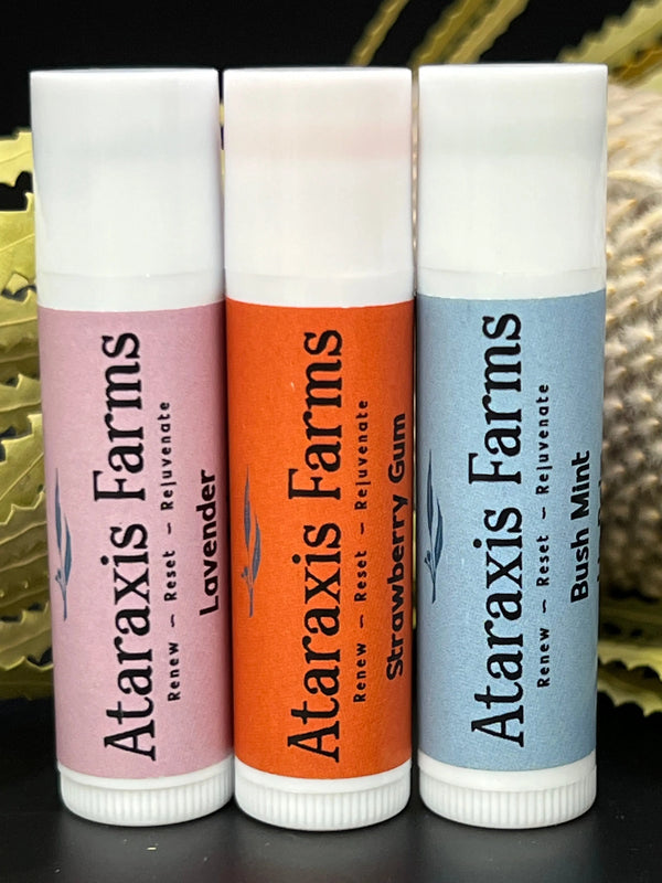Nourishing small-batch Ataraxis Farms lip balms