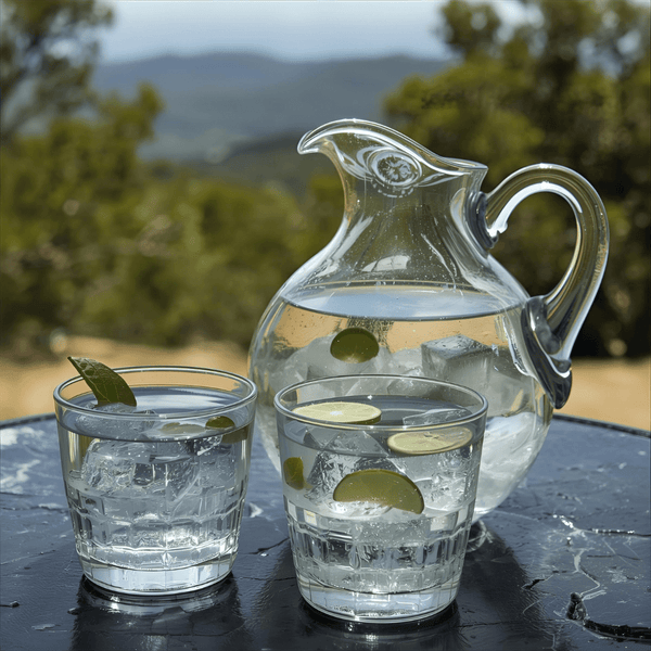 Ataraxis Farms Strawberry Gum Tea served chilled with ice and lime